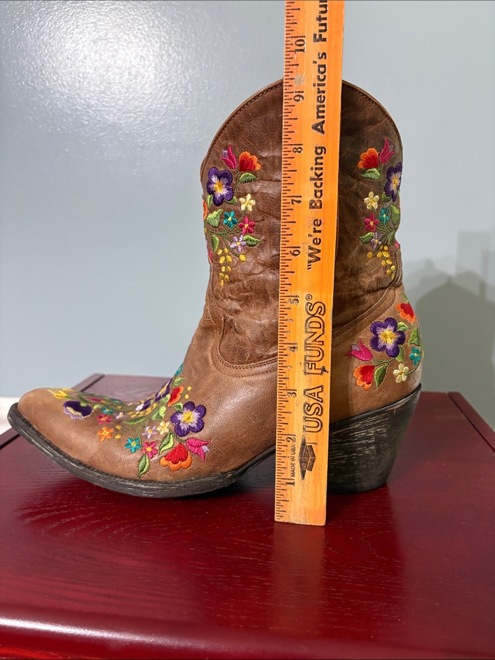Old Gringo Brown Leather Ankle Boots with Colorful Floral Embroidery - Picture 11 of 11